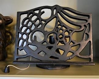 cast iron cookbook stand with page marker