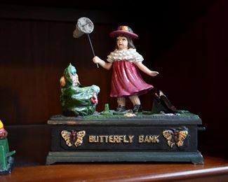 cast iron mechanical bank, "Butterfly Bank"