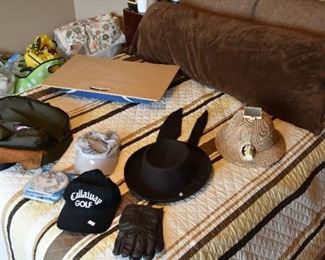 hats, bed