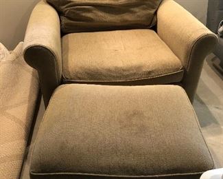 Upholstered chair an matching ottoman