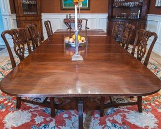 Regency Style Dining Table, Mahogany, 134" Long with three leaves