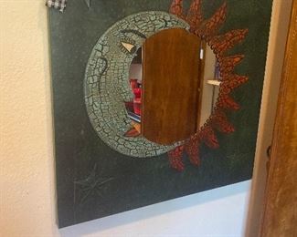 Metal frame moon and sun mirror 