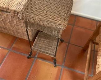 Wicker and iron leg stand