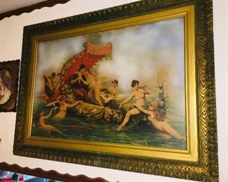 a huge Turn of the last Century romantic print that hung behind an Alabama bar