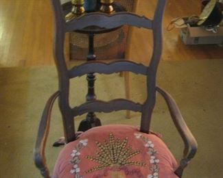 Embroidered Cushion, Ladderback Chair