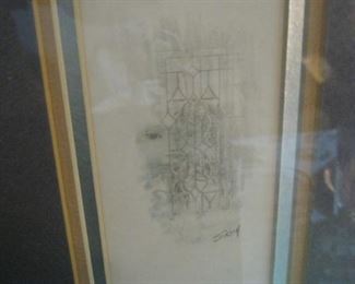 Stained Glass Etching Signed Sikich