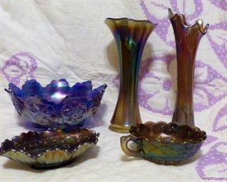 Various carnival glass