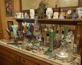 Glassware, lamps, mantle clocks and more