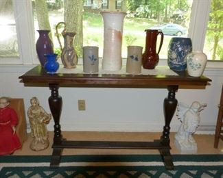 Window table/ pottery vases and more