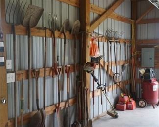 Yard tools and gas cans