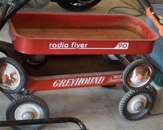 Radio Flyer and Greyhound Red wagons