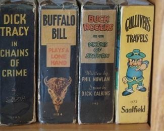 Antique Mini Books Dick Tracy and Buck Rodgers , Gullivers Travels, Buffalo Bill 