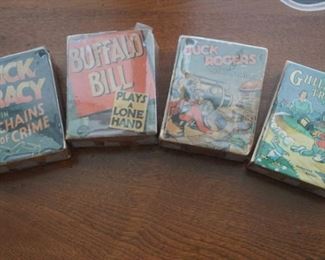 Antique Mini Books Dick Tracy and Buck Rodgers , Gullivers Travels, Buffalo Bill 
