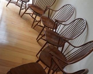 Six Pennsylvania House wooden Spindle chairs 