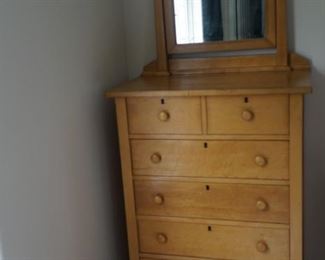 Birch Chest of Drawers with Mirror 74 inches in height by 30 width