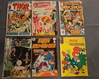 Vintage Comics including Woody Woodpecker, The Adventures of Super Girl  volume 1   417 fair condition and Green Lantern/Green Arrow 15 cent number.79 