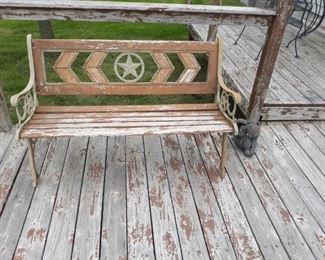 Wood and metal bench  50 inches long 