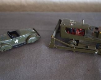 Tootsie Military car made in the USA and Lesney D9 Caterpillar Matchbox dozer
