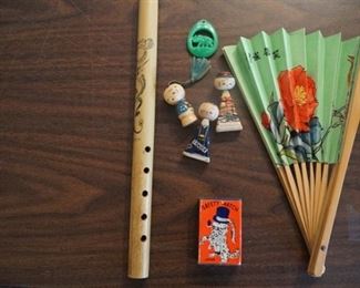 Asian items including Japanese safety matches and Eraser figurines