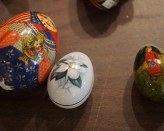 Hand Painted wooden eggs and porcelain egg
