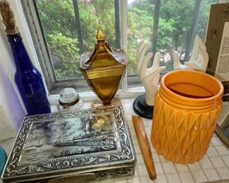 Antique Glass Covered Candy Jar