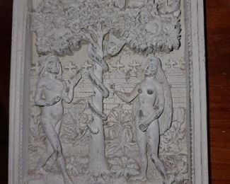 Adam And Eve Clay Wall Plaque