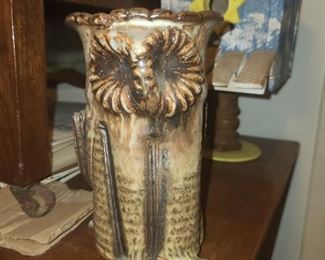 Handmade Owl Pottery Jug