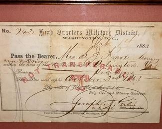 Civil War Pass, dated Oct. 1 1863!