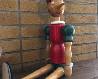 Vintage Italian Wooden Pinocchio - Kitschy Wood Pinocchio - Wooden Pinocchio Doll - Bendable Collector Pinocchio 