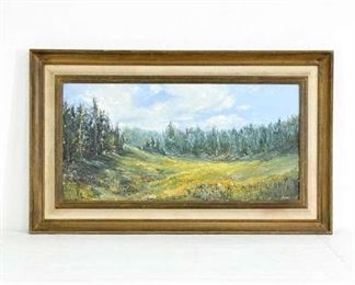 Early California Landscape Painting On Board, Signed "Hume", Framed
