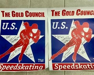 ‘The Gold Council’ US speed-skating auto graphed poster 