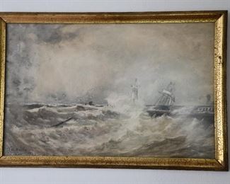 Thomas B. Hardy oil Ship in Storm painting