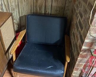 Vintage MCM leather wood chair 