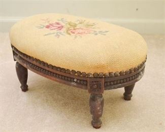 59. Vintage Stool With Needlepoint Upholstery
