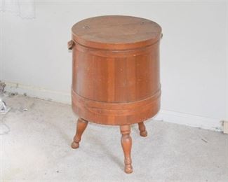 69. 1930s George Bent Antique Wood Sewing Box Barrel