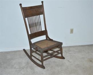 90. Vintage Cane Seat Rocking Chair