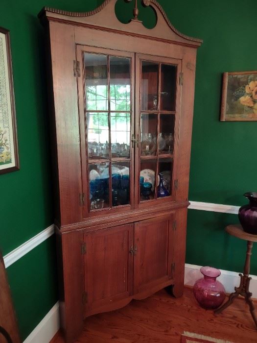 Late 1800's walnut corner cupboard