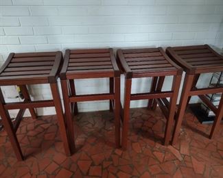 Wooden slat bar stools (4)