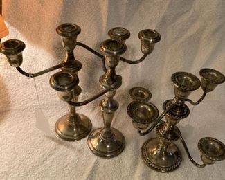 Sterling candle holders plus others