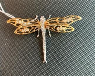 18k Dankner dragonfly pin with diamonds