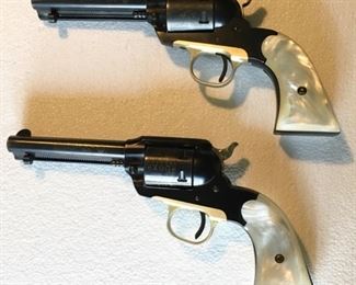 2 1960'S RUGER BEARCAT 22 REVOLVERS WITH MOTHER OF PEARL GRIPS. SOLD SEPARATELY!! ONE IS 1963 OTHER IS 1964 OR 1965.