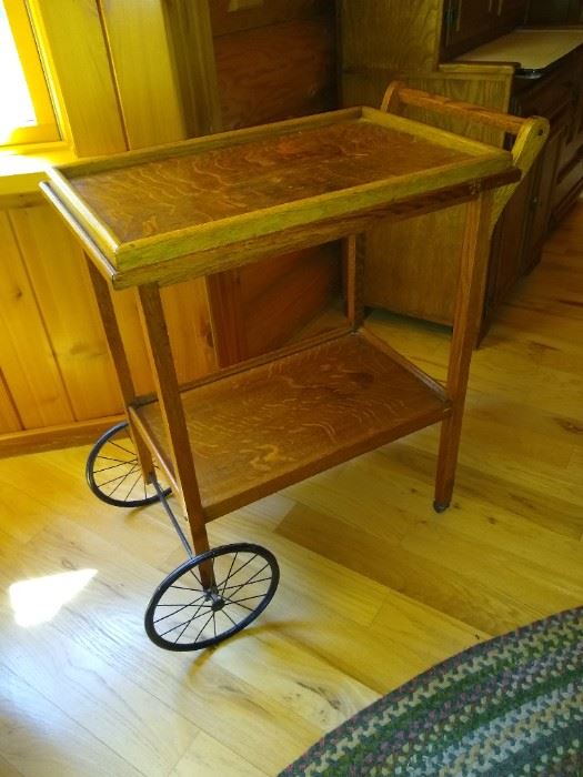 Antique tea tray table with removable tray