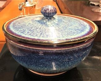 Blue Covered Pottery Bowl