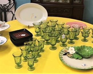 Fostoria Goblets, Cake Trays Etc