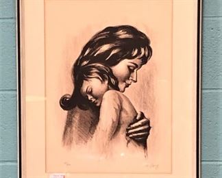 Signed Numbered Mother Daughter Sketch