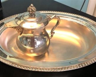 Silverplated Pitcher and Tray