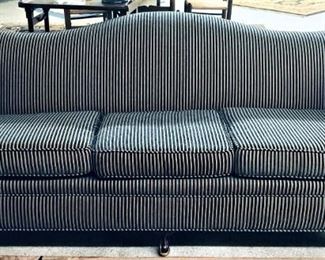 Camelback Sofa Navy Cream Striped 