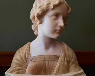Antique Marble Bust Titled "Mignon" Signed on Back