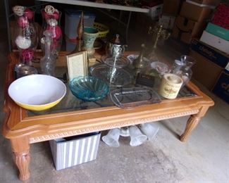 Coffee Table, Glassware, etc