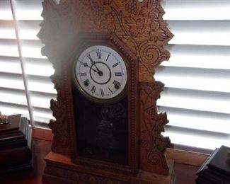 Antique Oak Mantle Clock